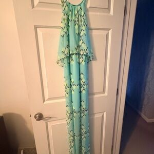 Elegant Aqua Maxi Dress